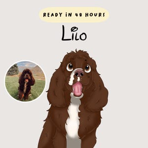 Ilustración de retrato de mascota de dibujos animados / Linda ilustración de mascota personalizada / Divertido retrato digital de mascota / Regalo para amantes de perros y gatos / Arte de mascotas a partir de fotos