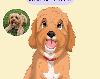 Personalized Cartoon Pet Portrait | Digital Pet Art from Photo | Custom Dog or Cat Cartoon Style | Pet Caricature | Pet Illustration Gift