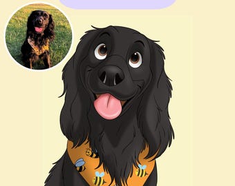 Custom Cartoon Pet Portrait From Photo, Personalized Pet Drawing, Custom Pet Artwork, Dog, Cat, Horse Illustration | Unique Pet Art