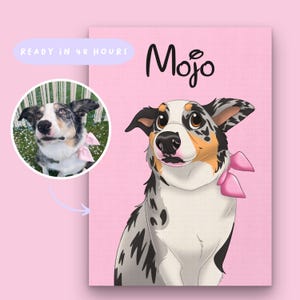 Retrato de mascota de dibujos animados, retrato dibujado a mano de mascota personalizado, retrato de perro y gato de dibujos animados, retrato de dibujos animados personalizado de la foto