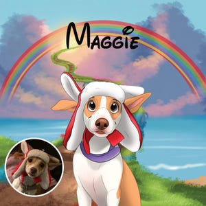 Retrato de perro y gato de dibujos animados personalizado / Arte de mascotas a partir de fotografías / Ilustración digital de mascotas de dibujos animados / Regalo de Navidad personalizado para amantes de las mascotas