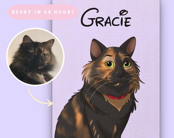 Custom Cartoon Pet Art, Cute Cat Drawing, Personalized Fun Dog Portrait, Pet Cartoon Gift, Hand Drawn Cute Pet Cartoon
