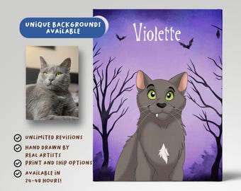 Spooky Style Pet Portrait | Halloween Art | Custom Pet Art | Halloween Pet Gifts | Unique Pet Portraits | Printable Pet Portrait from Photo