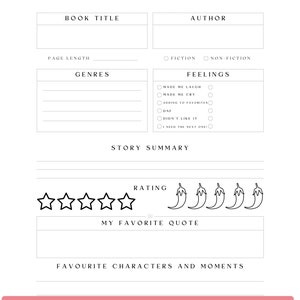 Book Journal and Tracker Pages printable PDF download | Reading | Book Review | Wishlist | Reading Challenge | Reading Log | TBR