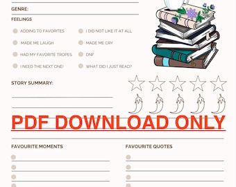 Book Review Printable Pdf Download | Book Journal | Books | Notebook |