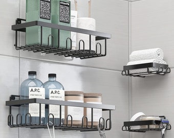 Shower Caddy Organizer Shelves Rack with Hooks - Bathroom Shower Organizer Decor Accessroies for Organization and Storage
