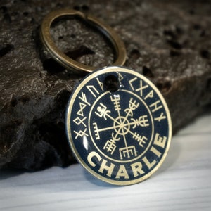 Norse Runes Viking Dog Tag: Personalized Solid Brass Pet ID