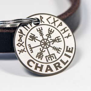 Norse Runes Pet Tag: Viking Inspired Stainless Steel Dog Cat Collar