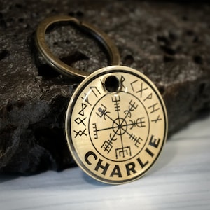 Norse Runes Viking Dog Tag: Personalized Solid Brass Pet ID