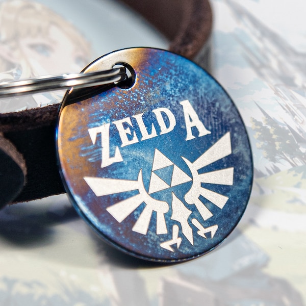 Zelda's Game Legendary Custom Dog Name Tag Unique Gamer Gift for Pet Parents, Dog, Cat Lovers, Flame Fired Stainless Steel Pet name tag