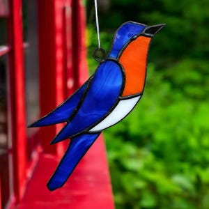 Bluebird Stained Glass Suncatcher: Handmade Window Hanging