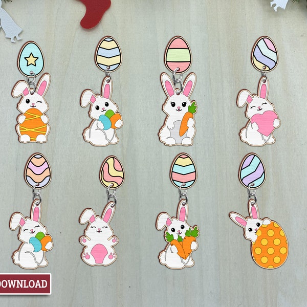 Easter Bunny Earrings Bundle SVG, Easter Bunny Earring Cut File, Easter Clipart, Bunny clipart, Happy Easter, Glowforge Svg, Easter Bunny