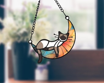 Atrapasueños Gato Durmiendo en la Luna: Regalo conmemorativo hecho a mano