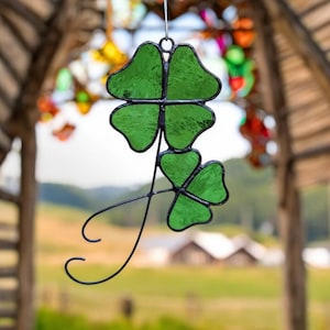Handmade St. Patrick’s Day Shamrock Suncatcher – Made to Order, Lucky Four & Three-Leaf Clovers Window Hanging