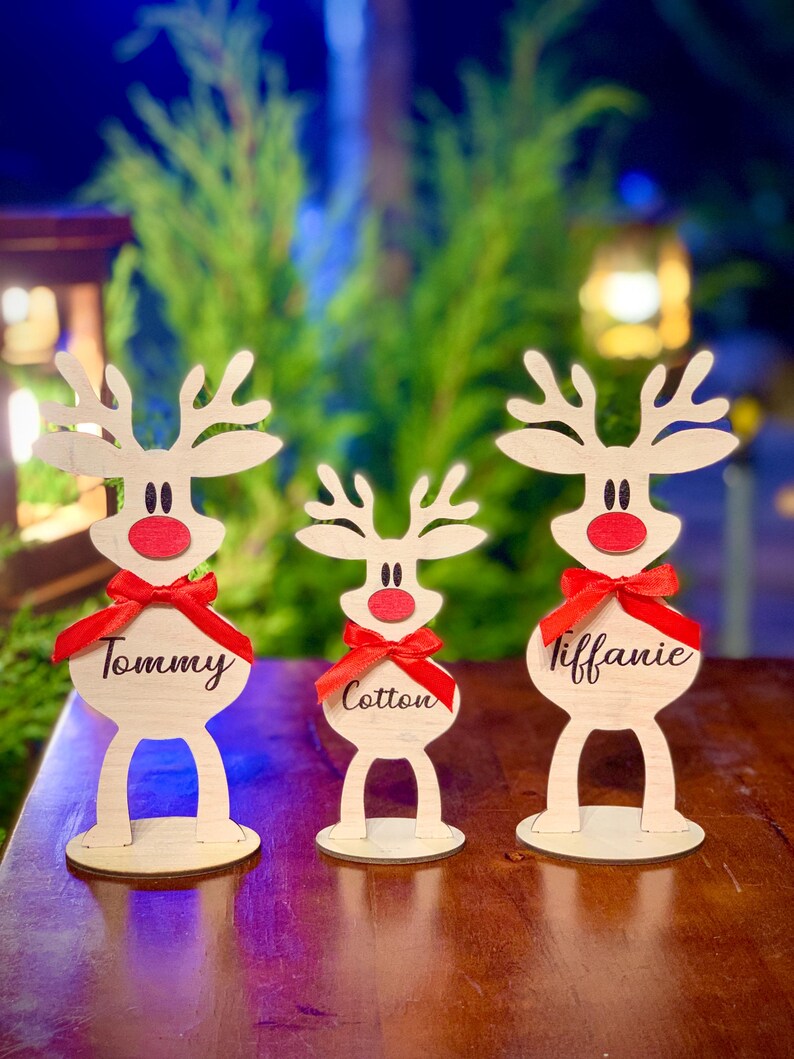 Personalized Freestanding Reindeer Custom Family Christmas Decoration