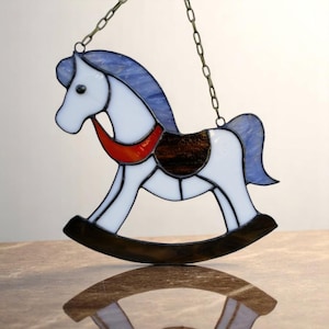 Stained Glass Rocking Horse Suncatcher: Nursery Christmas Decor