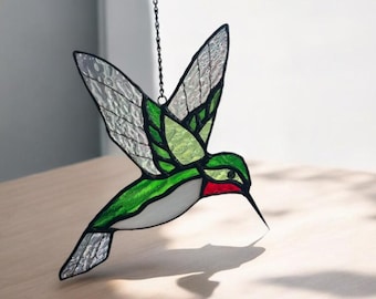 Hummingbird Stained Glass Suncatcher: Handmade Window Hanging