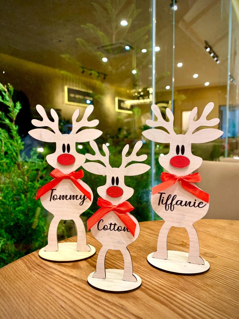 Personalized Freestanding Reindeer Custom Family Christmas Decoration