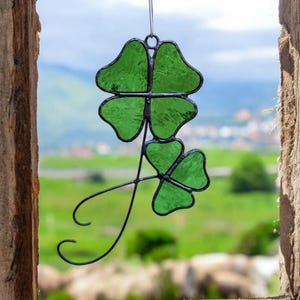 Handmade St. Patrick’s Day Shamrock Suncatcher – Made to Order, Lucky Four & Three-Leaf Clovers Window Hanging