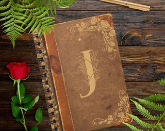 J initial Romeo and Juliet Spiral Bound Journal William Shakespeare Notebook Vintage book style Victorian Rose Romantic Teacher gift for her