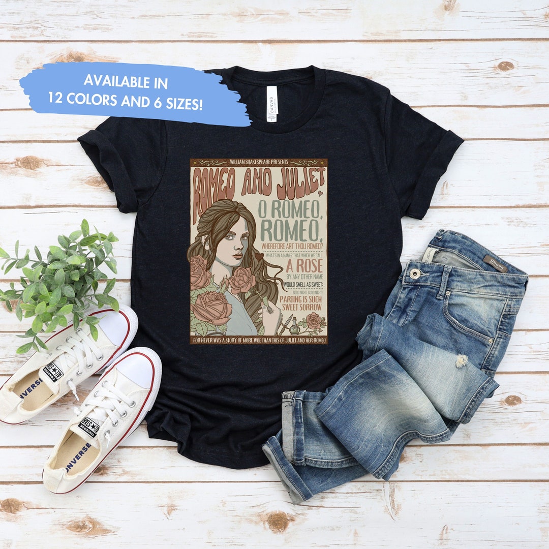 Women's T-Shirts [Out of Print] William Shakespeare / Romeo and Juliet Scoop Neck Tee (Black) (Womens) Juliet and Romeo Tshirt Womens Shakespeare Shirt Classic