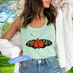 Women&#39;s Butterfly Racerback Tank Cute Top Insect Bug Beautiful Pretty Cool Nature Lover Fun Garden Tank Workout Shirt for Mom gift for her