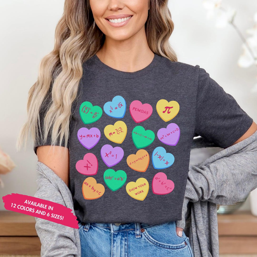 Math Equation Conversation Hearts Shirt Algebra Geometry Arithmetic ...