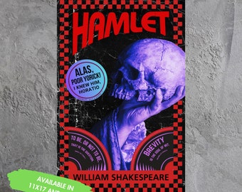 Hamlet Poster William Shakespeare English Literature Theater Drama Teacher Major Education Band Style to be fun cool wall art gift for her
