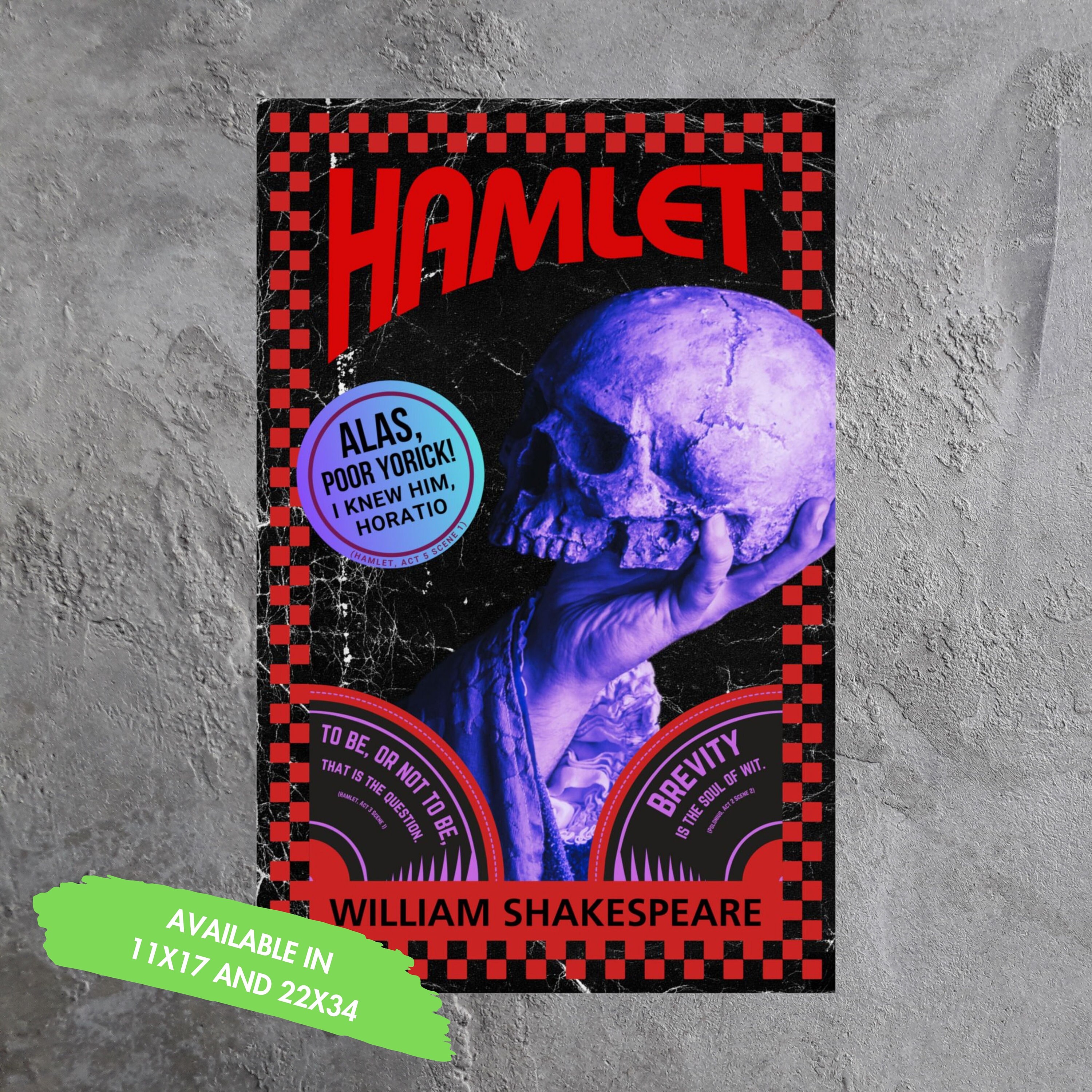 Hamlet Poster William Shakespeare English Literature Theater Drama Teacher Major Education Band Style to be fun cool wall art gift for her