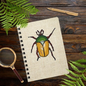 June Bug Spiral Bound Journal Insect Notebook Beetles Entomology Entomologist Science Teacher study bugs collector Dream diary gift for her