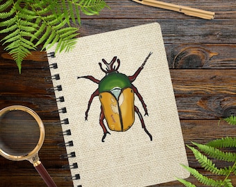 June Bug Spiral Bound Journal Insect Notebook Beetles Entomology Entomologist Science Teacher study bugs collector Dream diary gift for her