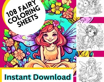 Digital Fairy Coloring Book | Fairy Coloring Pages | PDF Downloadable Fairytale Coloring Sheet | Coloring Sheets for Kids | Instant Download