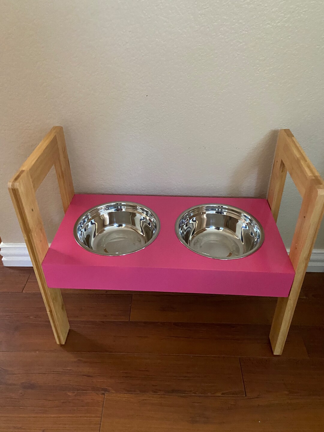 Pink Dog Bowl Elevated Stainless Dog Bowls Adjustable Raised Etsy