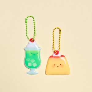 Pudding and Melon Soda Puffy Keychain