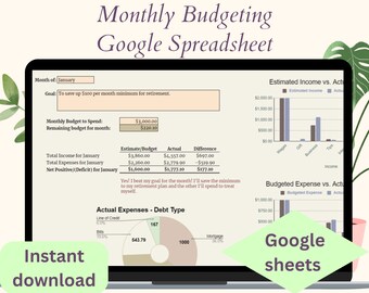 Earthy Monthly Budget Spreadsheet: Google Sheets Finance Tracker (Digital Download)
