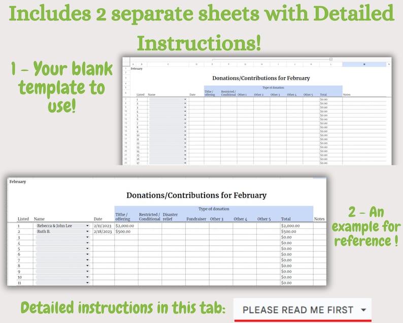 Church Donations Monthly Sheet, Tithe, Google Sheet, Bookkeeping ...
