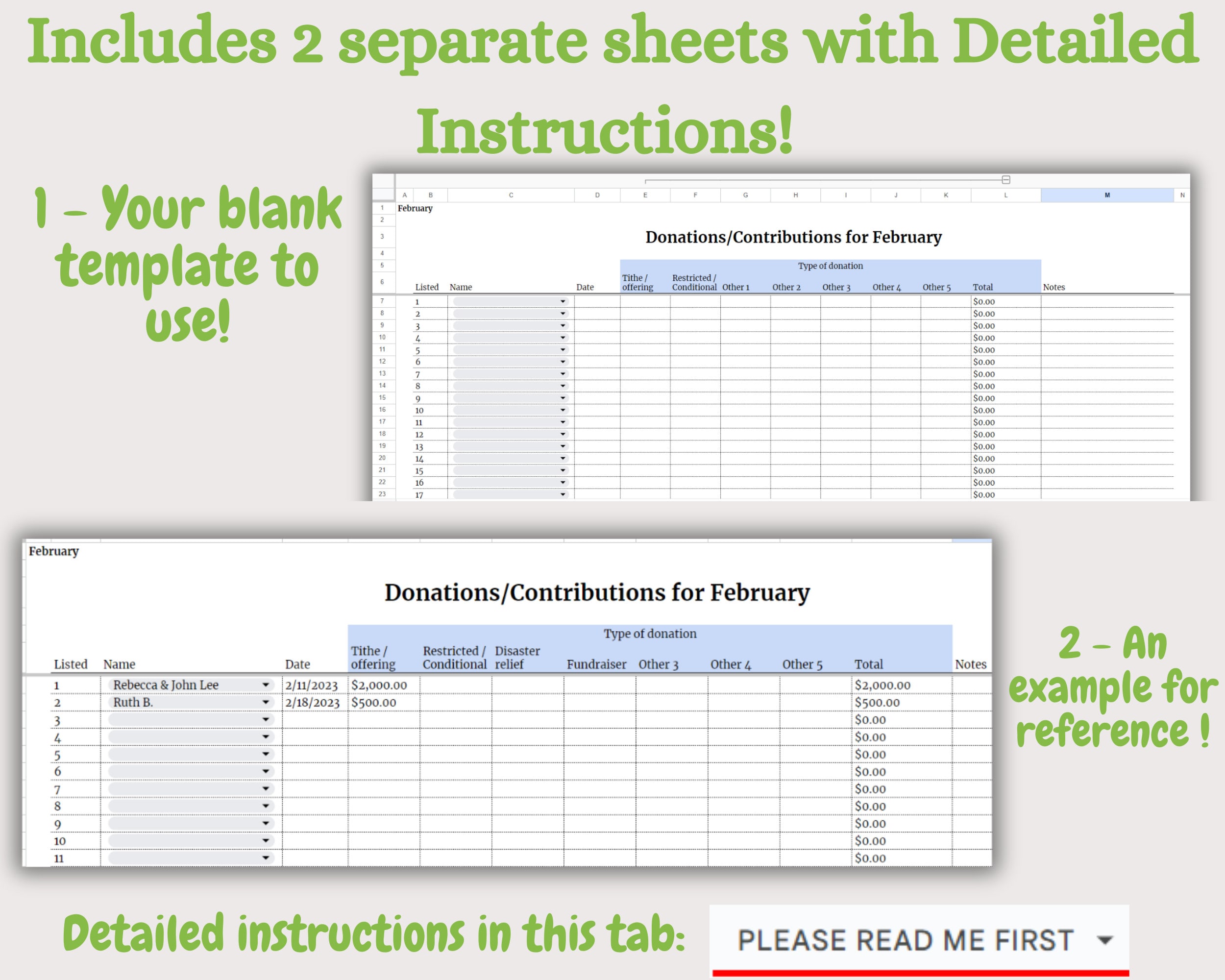 Church Donations Monthly Sheet, Tithe, Google Sheet, Bookkeeping ...