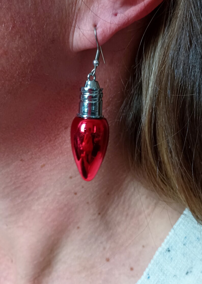 Classic Christmas Tree Light Bulb Earrings Lightweight Etsy