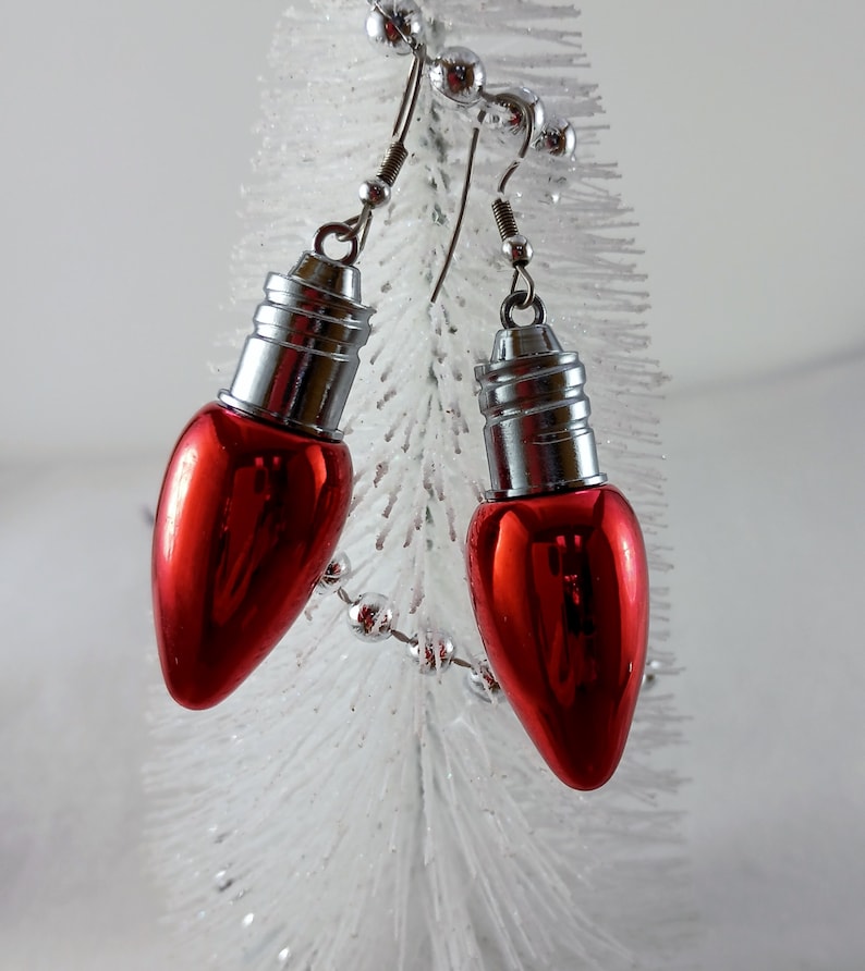 Classic Christmas Tree Light Bulb Earrings Lightweight Etsy