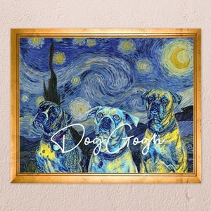 Sterrennacht huisdierportret, Van Gogh huisdierportret, hondenportret, kattenportret, Van Gogh huisdier schilderij