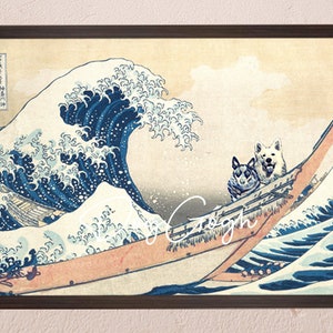 Custom Pet Portrait, The Great Wave, Funny Pet Portrait, The Great Wave Pet Portrait,  Funny Pet Lover Gift, Custom Dog Portrait