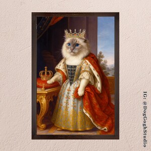 Regal Custom Pet Portrait, Royalty Pet Portrait, Dog Portrait, Cat Portrait, Royal Pet Painting, Princess Pet Portrait