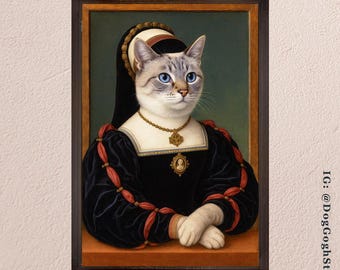 Renaissance Pet Portrait, Custom Pet Art, Pet Painting, Pet Lover Gift, Renaissance Custom Cat Art, Renaissance Custom Dog Art, Royal Cat