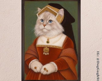 Renaissance Pet Portrait, Custom Renaissance Pet Portrait, Pet as Renaissance Royalty, Funny Renaissance Cat Painting, Funny Renaissance Dog