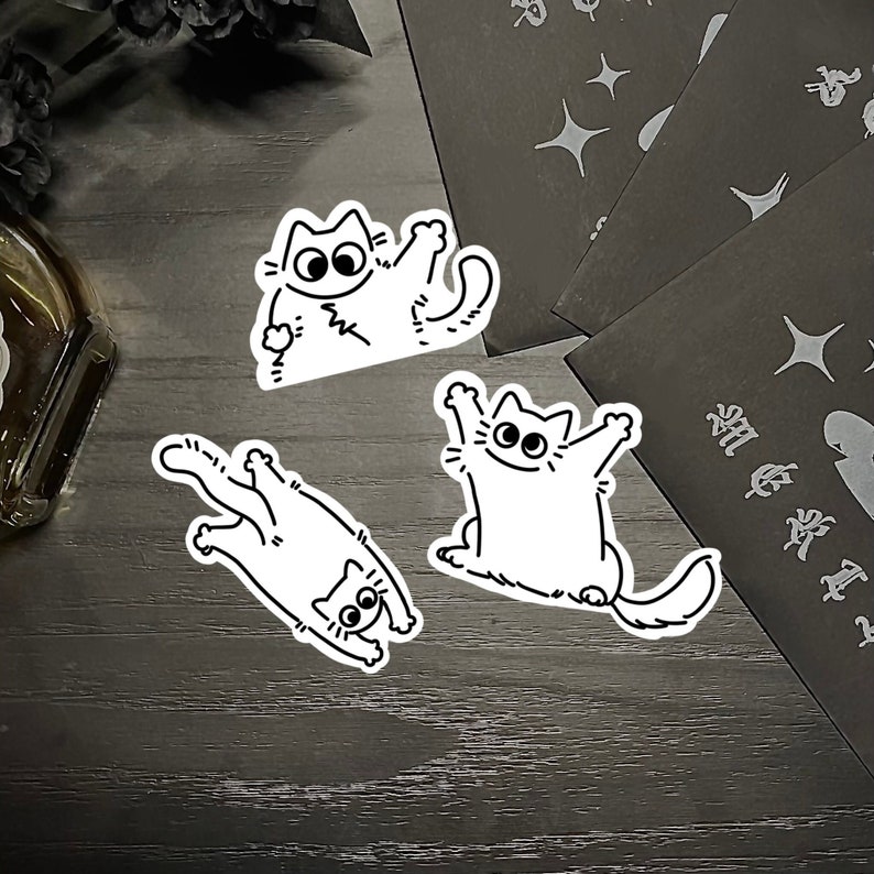 Cute White Cat Sticker Pack Etsy