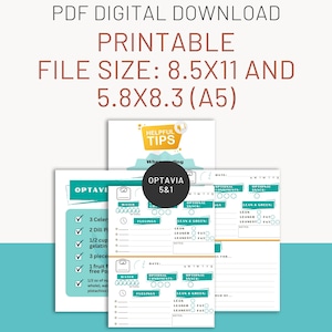 OPTAVIA 5&1 Digital Download Tracker/Medifast/Fueling plus Lean and Green Tracker/8.5x11 and 5.8x8.3(A5) download/Printable/PDF/Active/EAA