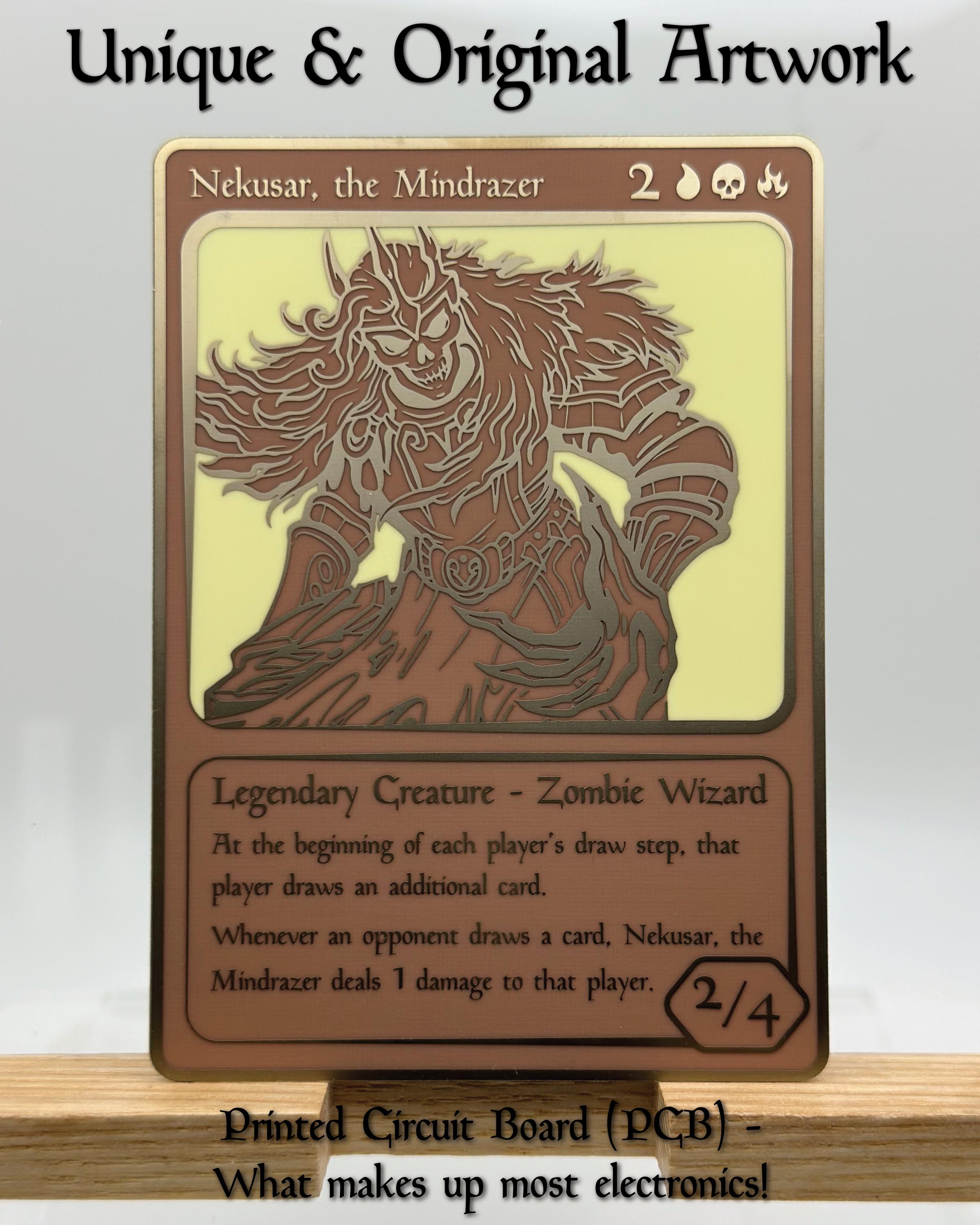 Nekusar, the Mindrazer, Full Art Premium Gold Plated Proxy Card