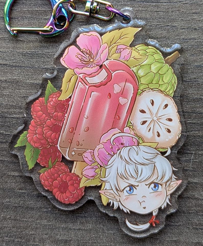 Two Raspberries Keychain FFXIV Acrylic Keychains: Fruitsicle Scions - Etsy