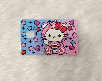 UV DTF Bear Kitty | Debit & Credit Bank Card Wrap| Waterproof Vinyl Sticker
