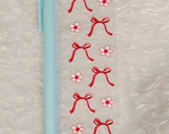 UV DTF  Red Bows and Flowers Pen Wrap